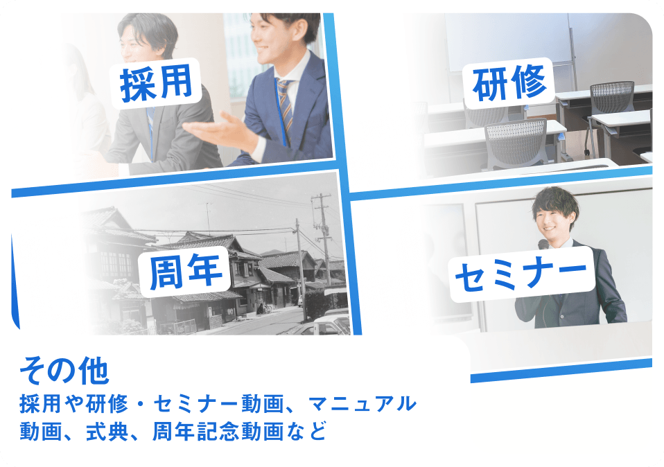 採用 研修 周年 セミナー その他 採用や研修・セミナー動画、マニュアル動画、式典、周年記念動画など
